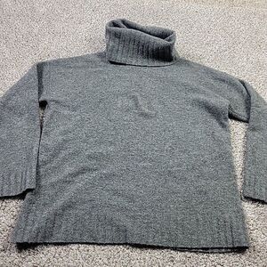 Theory Turtleneck Sweater Womens Large Gray Wool Blend Long Sleeve *FLAW*